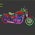 Classic Pink Motorcycle with Tan Leather Seat Chrome Accents and Black Wheels Studio Shot