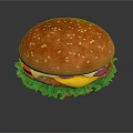 Delicious Juicy Burger With Sesame Bun Lettuce Tomato Cheese And Patty