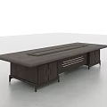 Modern Wooden Conference Table With Rectangular Top And Storage Cabinets For Office Use 3d model