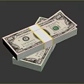 Decorative Ornament Set Featuring Stacked Dollar Bills Bound With Yellow Tape On Black Reflective Background