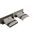 Modern Double Bed Design With Upholstered Headboard Nightstand And Soft Bed Linens 3d model