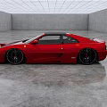 Red Ferrari Sports Car In Spacious Indoor Garage With Black Alloy Wheels