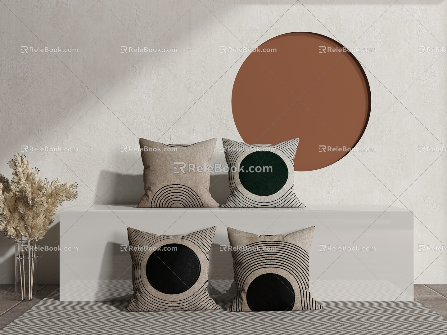 Modern pillow combination 3d model