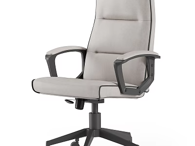 Modern Light Gray Office Chair With Black Armrests Swivel Base And Wheels 3d model