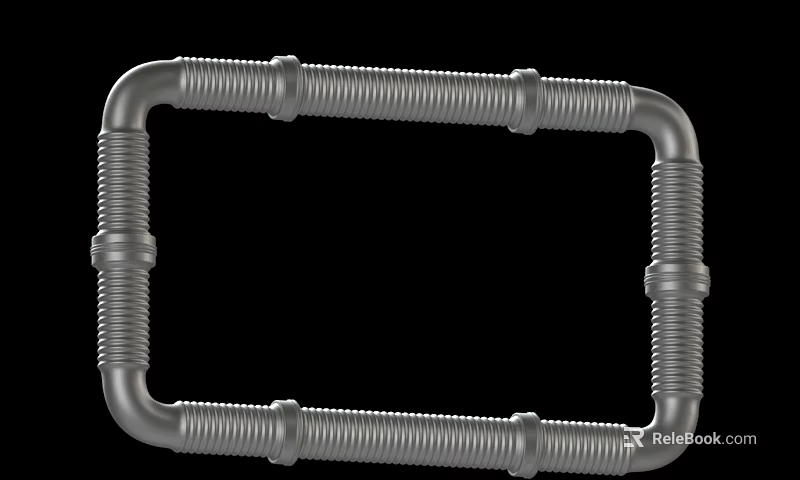 Durable Industrial Metal Corrugated Pipes Forming Square Frame Structure With Connected Joints 3d model 