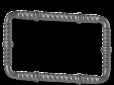 Durable Industrial Metal Corrugated Pipes Forming Square Frame Structure With Connected Joints 3d model