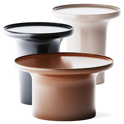 Modern Round Top Coffee Tables With Cylindrical Base In Black Beige Brown 3d model