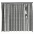 Double Layer Gray Curtains With White Sheer Inner And Vertical Stripes Design For Home 3d model