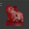 Pig Shaped Decorative Figurine Set With White Black Spots Pink Nose Purple Ears Pink Base