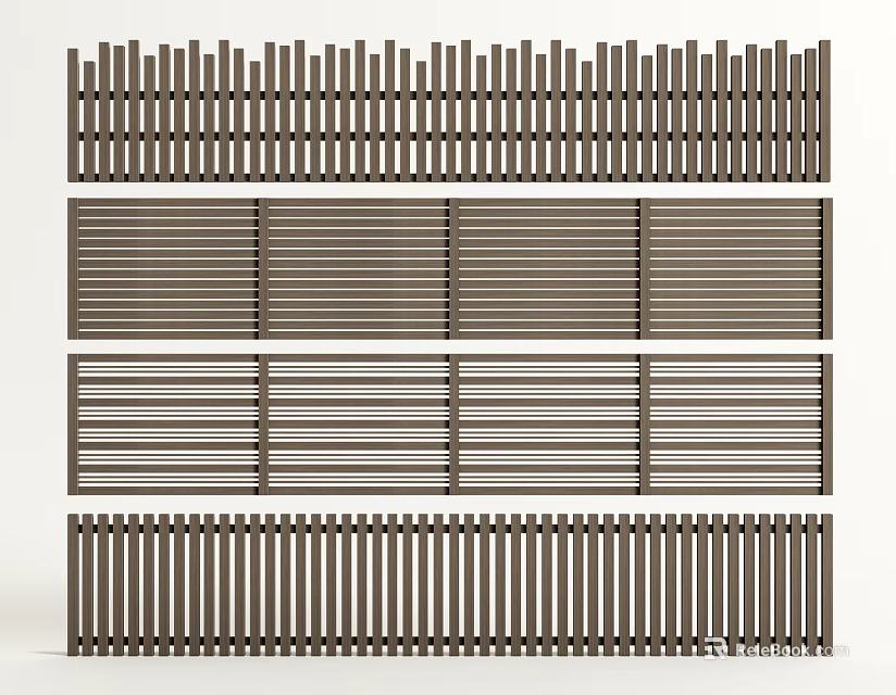 Variety Of Fence Designs For Outdoor Use 3d model 