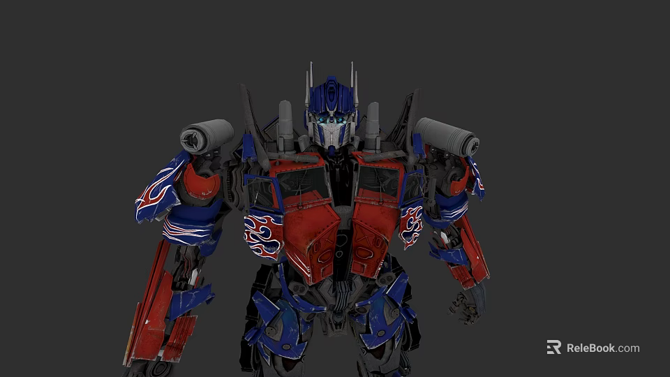 Red And Blue Mechanical Robot With Detailed Armor And Mechanical Components 3d model 