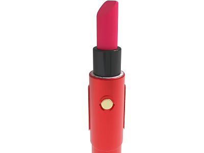 Red Cased Lipstick With Pink Shade And Gold Accent For Cosmetic Use 3d model