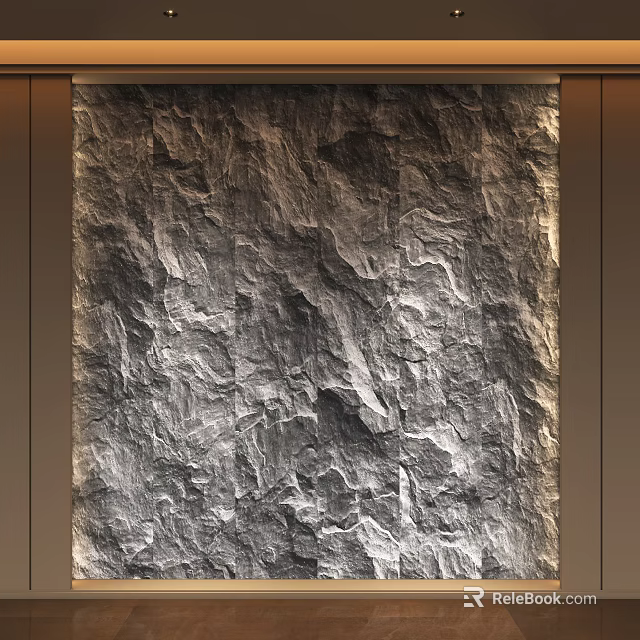 Textured Gray Rock Wall Design With Natural Stone Surface For Modern Interior Decor 3d model 