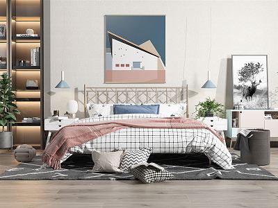 Modern background double bed model