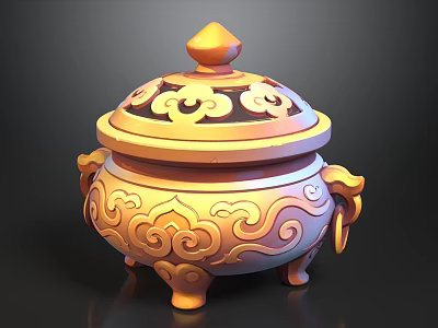 Exquisite Traditional Chinese Sofa And Coffee Table Combination With Noble Golden Auspicious Cloud Patterns 3d model