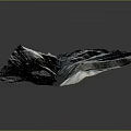 Detailed Mountainous Terrain Model With Blue White Layers And Yellow Flowing Ridges