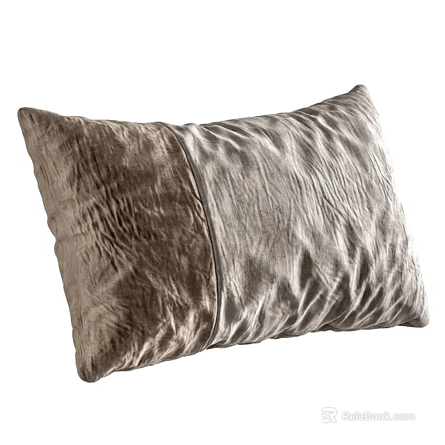 Two Tone Textured Velvet Throw Pillow With Satin Panel Design Detail 3d model 