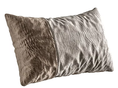 Two Tone Textured Velvet Throw Pillow With Satin Panel Design Detail 3d model