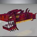 Pixel Art Red Dragon Character With Long Body Sharp Teeth And Glowing Features 3d model