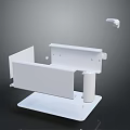 White Equipment Stand With Vertical Horizontal Panels Cylindrical Base And Hook Accessory 3d model