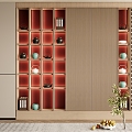 New Chinese bookcase background wall Decorative bookcase background wall 3d model