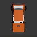 Orange Cartoon Style Car With White Windshield Black Wheels And Reflection