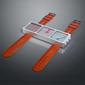 Stylish Orange Leather Strap Watch With Silver Case And Modern Design 3d model
