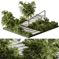 Modern Garden Landscape Design With Staircase Railing And Lush Green Plants