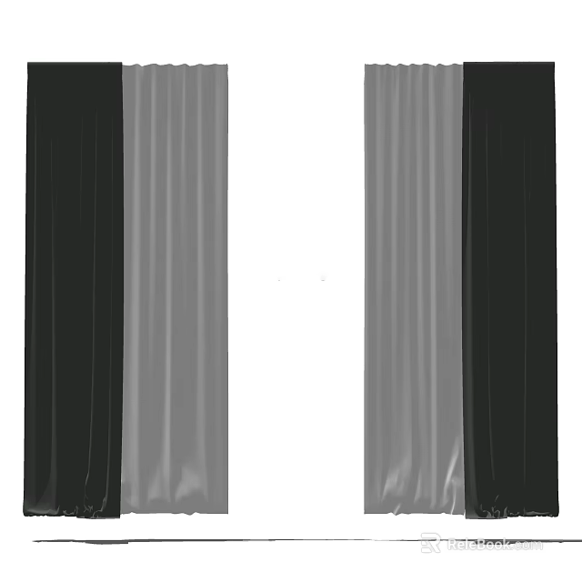 Black And Gray Curtains With Elegant Design For Modern Home Decor 3d model 