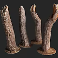 Natural Rustic Wood Stumps With Stone Bases For Decorative Use