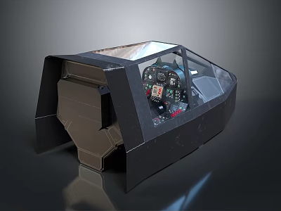 Fighter Jet Cockpit Interior With Transparent Canopy Instrument Dashboard And Control Panel 3d model
