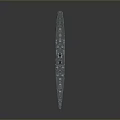 Detailed Gray Warship Model With Deck Turrets Mast And Red Bottom