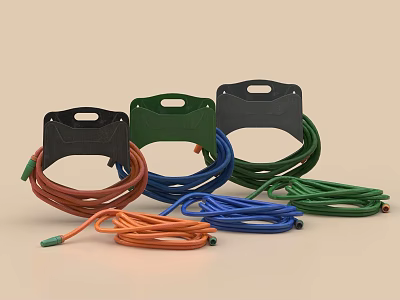 Colorful Cable Organizers For Daily Necessities With Orange Blue Green Cables And Storage Holders 3d model