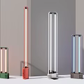 Colorful Modern Floor Lamps with LED Light Tubes in Red White Black Green Designs