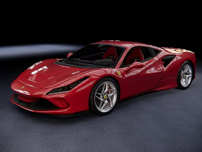 Red Ferrari Sports Car With Sleek Aerodynamic Design And Shiny Alloy Wheels 3d model