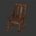 Rustic Wooden Rocking Chair With Comfortable Armrests And Solid Wood Construction 3d model
