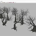 Leafless Trees With Thick Trunks And Exposed Roots On Snowy Ground 3d model