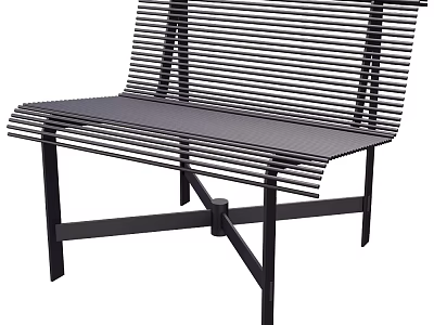 Modern Sturdy Metal Outdoor Chair Featuring Slatted Back And Seat For Garden Use 3d model