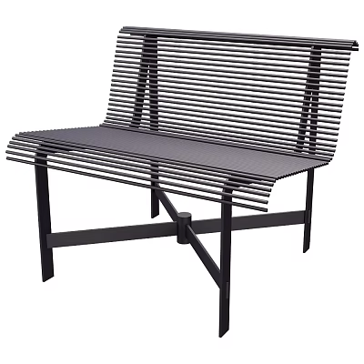 Modern Sturdy Metal Outdoor Chair Featuring Slatted Back And Seat For Garden Use 3d model