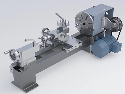 Industrial Lathe Machine With Motorized Spindle Chuck And Precision Metal Working Bed 3d model