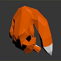 Low Poly Style Game Movie Character Orange White Black Fox Sitting Pose Reflective Surface