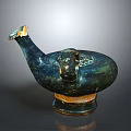Antique Furniture Accent Piece With Bird Shaped Bronze Design And Handle