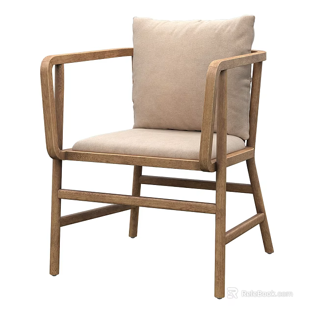 Simple Modern Single Sofa With Wooden Frame Fabric Cushion And Armrest 3d model