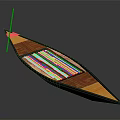Traditional Wooden Boat With Bamboo Deck And Colorful Prow Design Feature