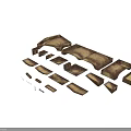 Skatepark Modules With Various Shapes Ramps Platforms Stairs And Wooden Brown Metal Components