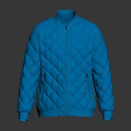 Blue Diamond Quilted Zip Up Puffer Jacket Stylish Winter Outerwear Design 3d model