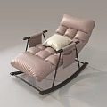Modern Pink Padded Lounge Chair With White Pillow And Black Metal Frame