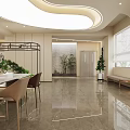 Modern Beauty Hair Salon Lobby With Bright Lighting Marble Floor Green Plant And Reception Desk