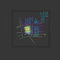 Aerial View Urban Planning with High Rise Buildings Road Networks and Green Spaces
