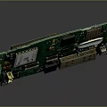 Detailed View Of Green Circuit Board With Electronic Chips And Connectors
